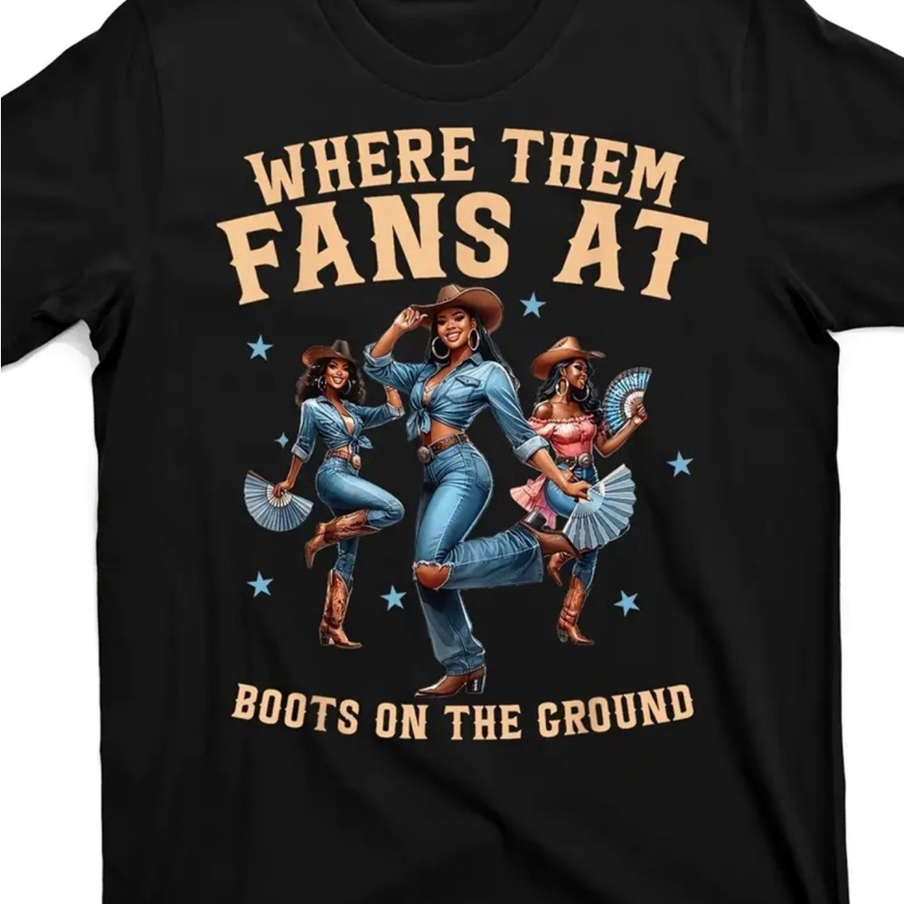 Black Graphic Tee with Western Design